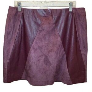 Cato Woman's Large Purple Faux Suede Leather Mini Skirt Pull On Stretch Party
